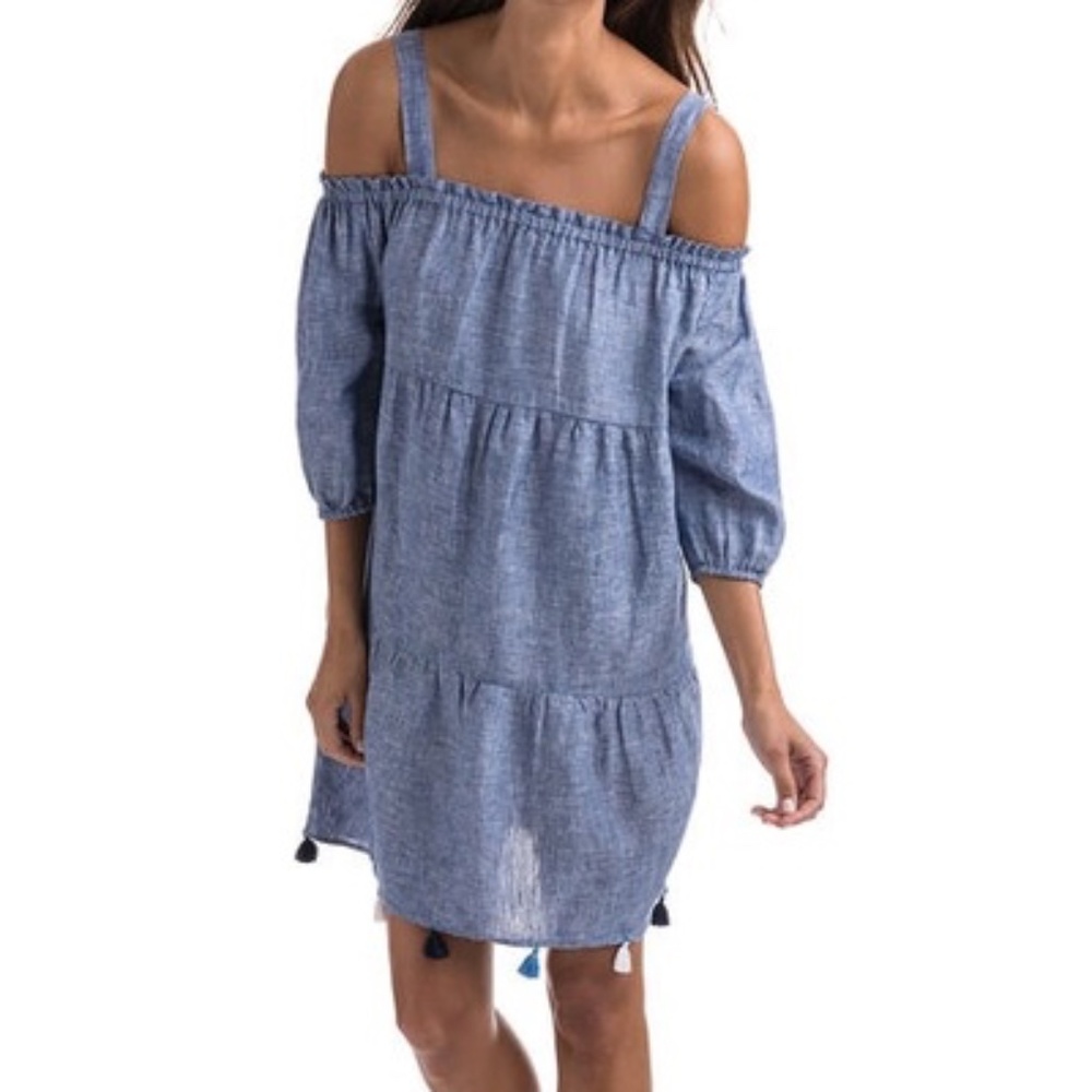 Vineyard Vines NWOT Linen Off-The-Shoulder Chambray Dress (S)